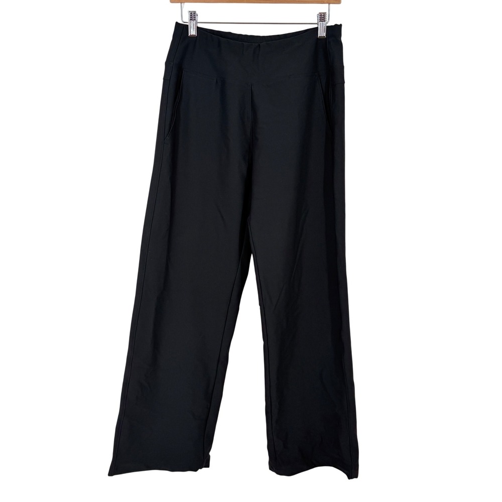 KiraGrace Traveler Pants Black Wide Leg Yoga High Rise Pockets USA Womens Medium